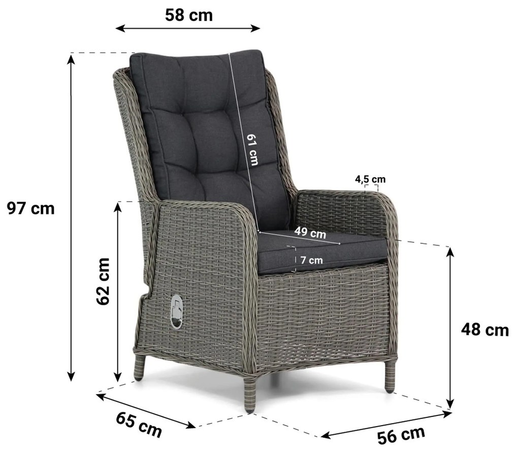 Tuinset 6 personen 220 cm Wicker Grijs Garden Collections Kingston/Residence