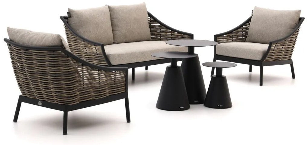 Stoel-bank loungeset Apple Bee | 4 personen | Loungeset Grijs/Beige/Zwart | Aluminium | Kees Smit Tuinmeubelen