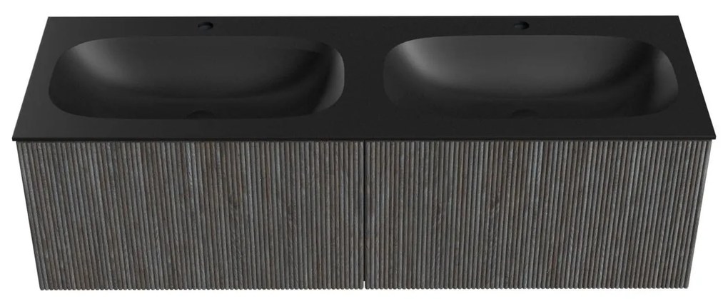 Mondiaz Kurve 140cm badmeubel shadow met 2 lades en wastafel big small dubbel 2 kraangaten urban