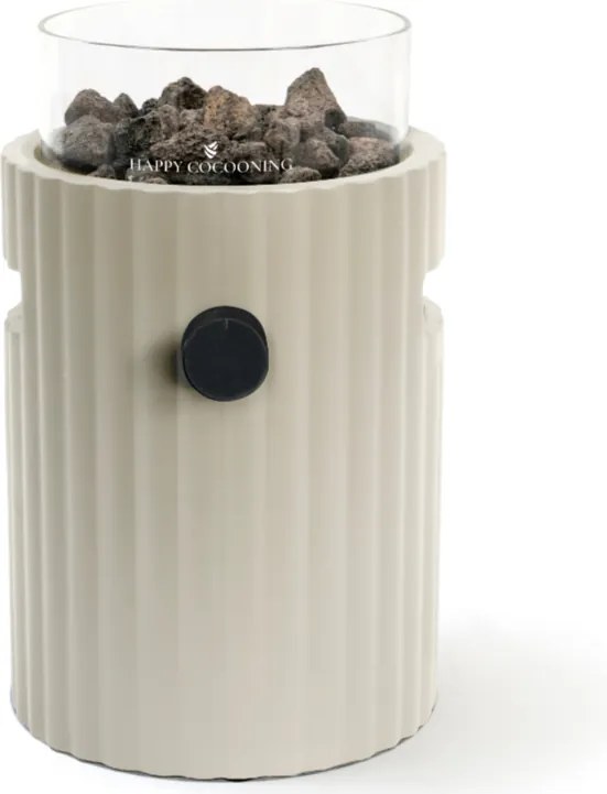 Happy Cocooning Lumi Rib tafelbrander rond 21,5xH37 cm Oyster Beige