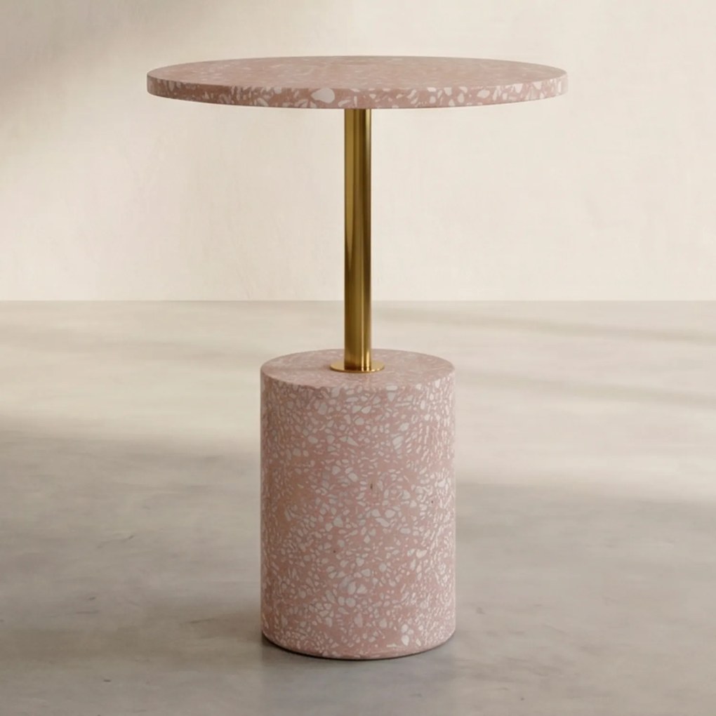 Kare Design Amore Retro Bijzettafel Roze Terrazzo - 40 X 40cm.