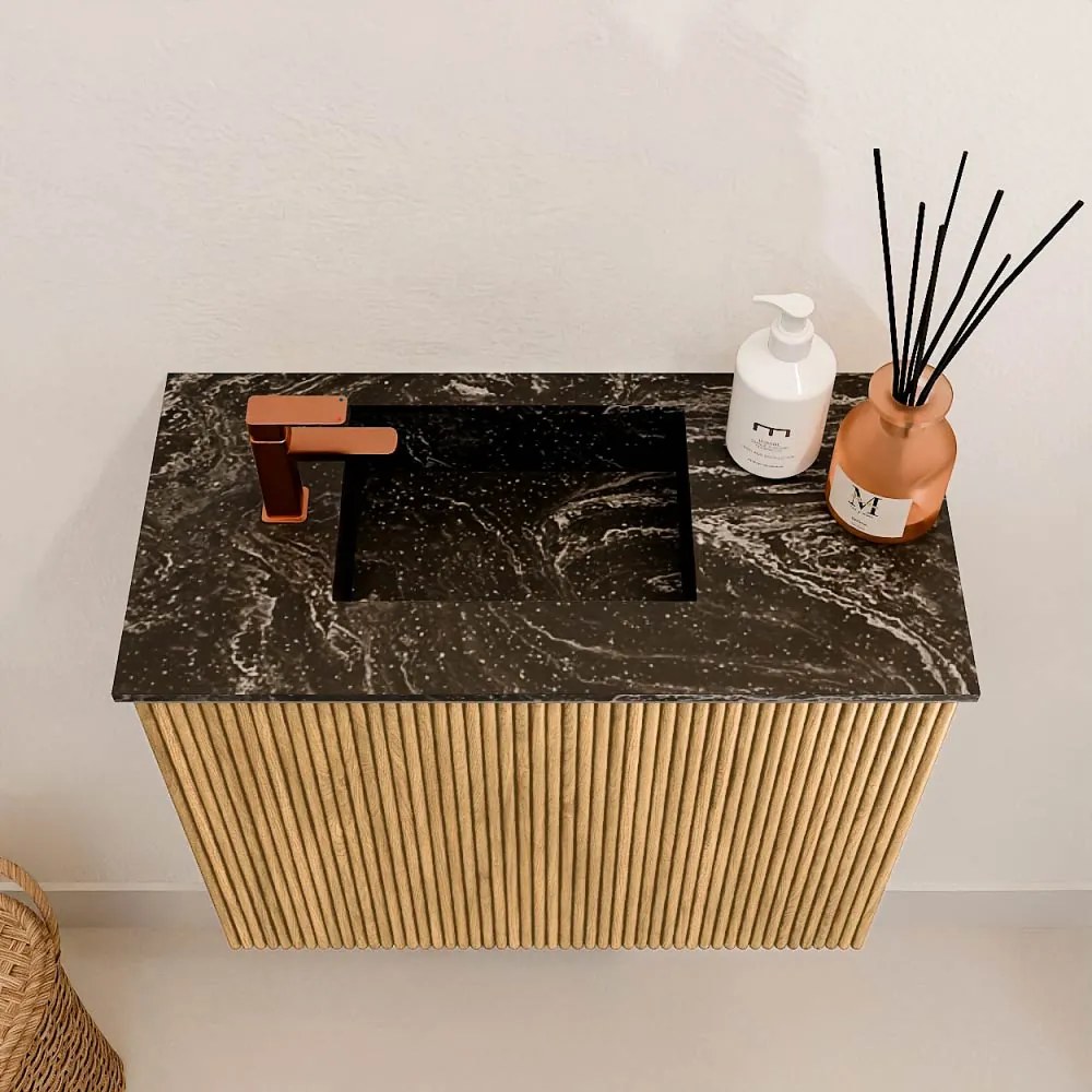 Mondiaz Joya DLux 50cm toiletmeubel oak met wastafel faye links 1 kraangat lava