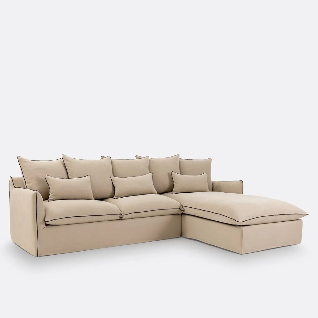 Hoekbank, afneembare hoes, 4 zits, dik linnen, Odna