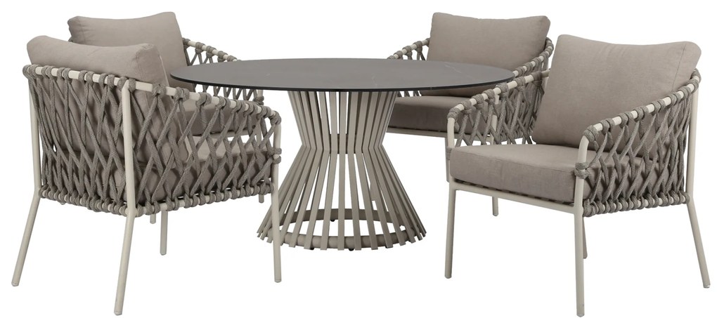 Amalfi Pasadena low dining tuinset 5 delig zand