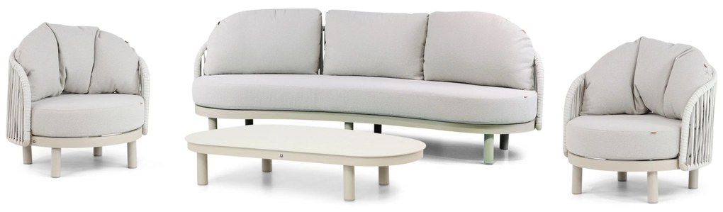 Stoel en Bank Loungeset 2 personen Aluminium/rope Taupe  Santika Furniture Santika