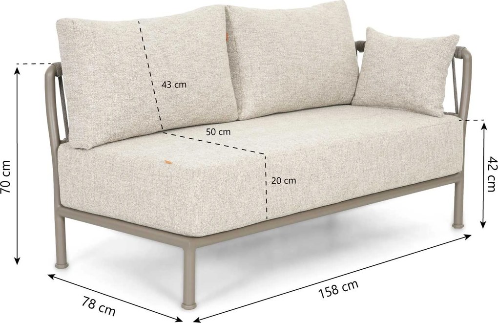 Hoek loungeset 5 personen Rope Taupe Santika Furniture Santika