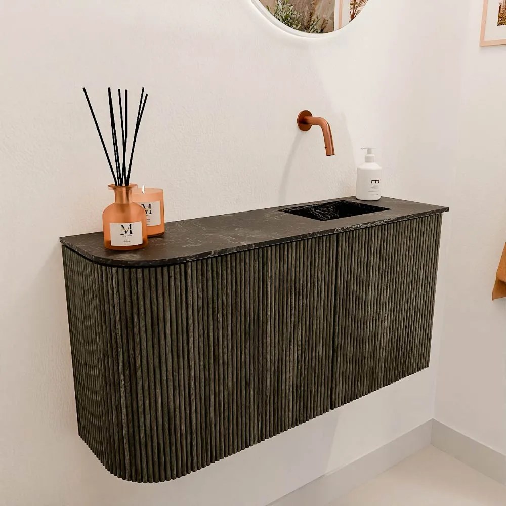 Mondiaz Joya DLux 80cm toiletmeubel ronding links shadow met wastafel faye rechts zonder kraangat lava
