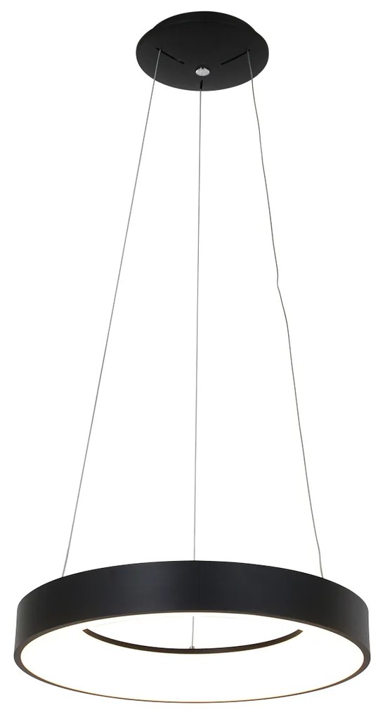 Design hanglamp zwart incl. LED dimbaar - Ringlede Design rond Binnenverlichting Lamp
