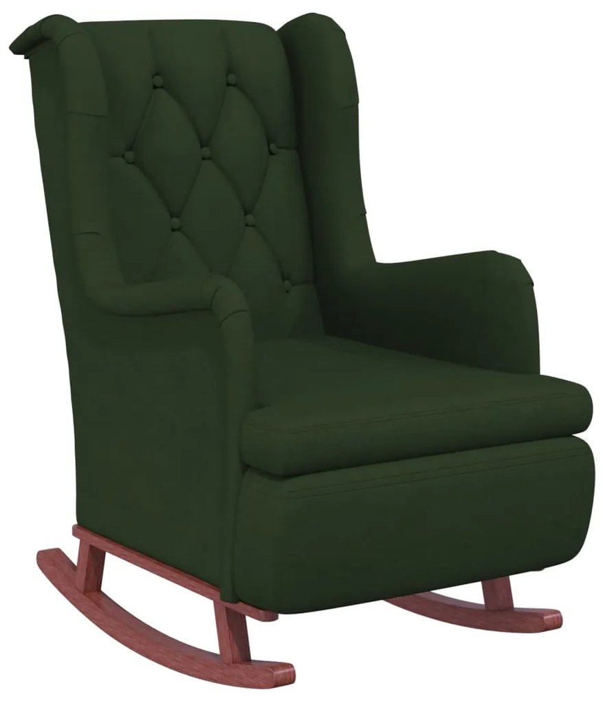 vidaXL Fauteuil met rubberwood schommelpoten fluweel donkergroen