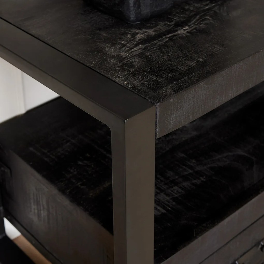 Starfurn Boaz Black Tv-meubel Van Zwart Mangohout 180 Cm - 177x51x36cm.