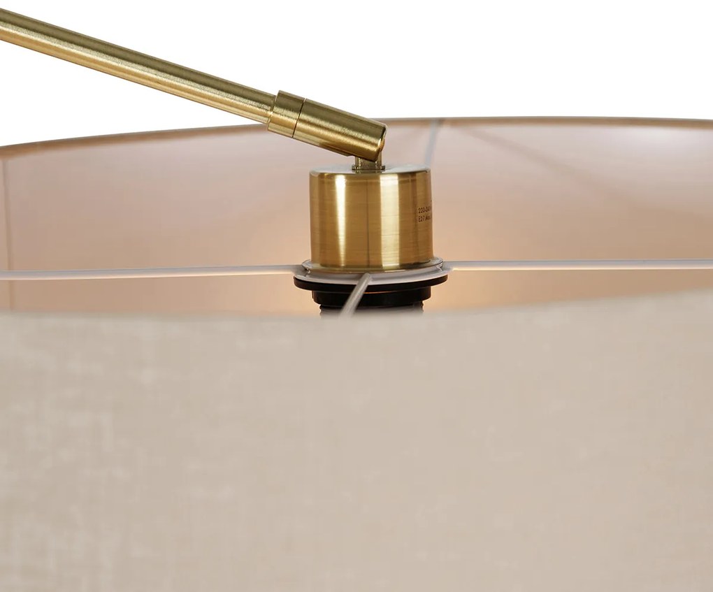 Vloerlamp goud met kap lichtbruin 50 cm verstelbaar - Editor Design, Modern E27 Binnenverlichting Lamp