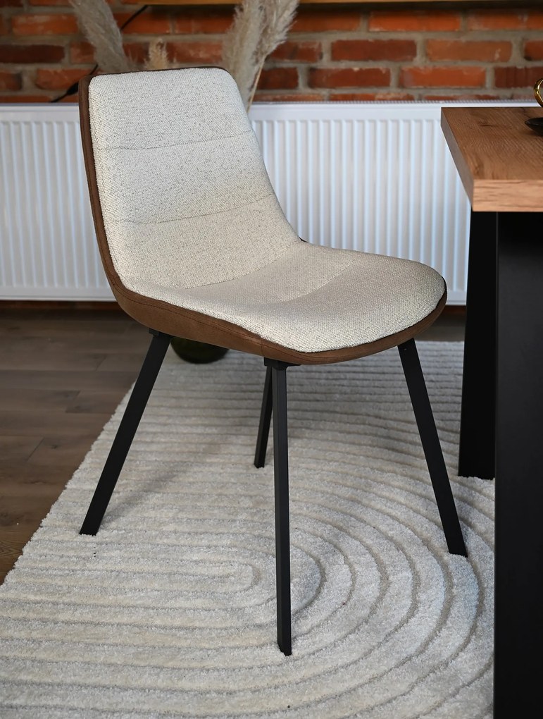 IDA Creme Bruin (stof Monza 90/Preston 22) - MODERNE GESTOFFEERDE STOEL VOOR WOONKAMER/EETKAMER LOFT