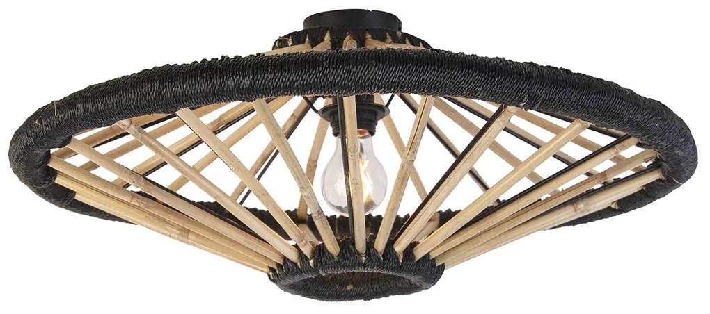 Oosterse plafondlamp bamboe met zwart 60 cm - EvalinOosters E27 rond Binnenverlichting Lamp