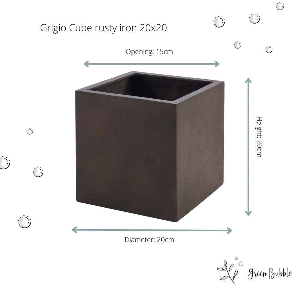 Pot Grigio cube rusty iron