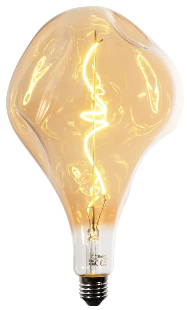 E27 dimbare LED lamp spiraal filament PS160 amber 6W 340 lm 1800K