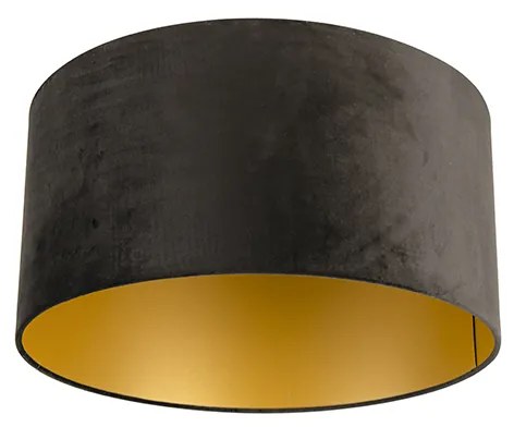 Velours lampenkap zwart 50/50/25 met gouden binnenkant