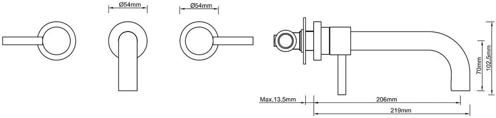 Mueller Round inbouw-wastafelkraan 2-knops PVD-coating chroom