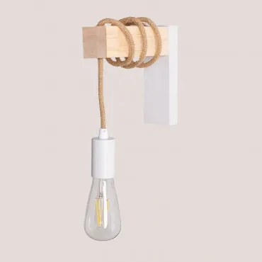 Tina Stalen Wandlamp Wit – Natuurlijk Hout - Sklum