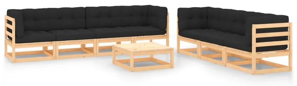 vidaXL 8-delige Loungeset met kussens massief grenenhout