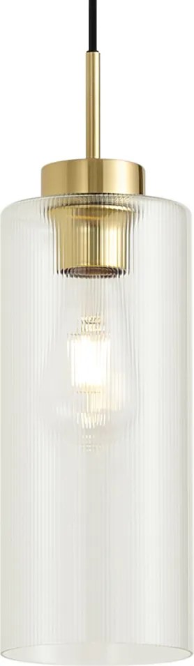 Art Deco hanglamp goud met helder glas voor railsysteem 1-fase - Iconic Laura