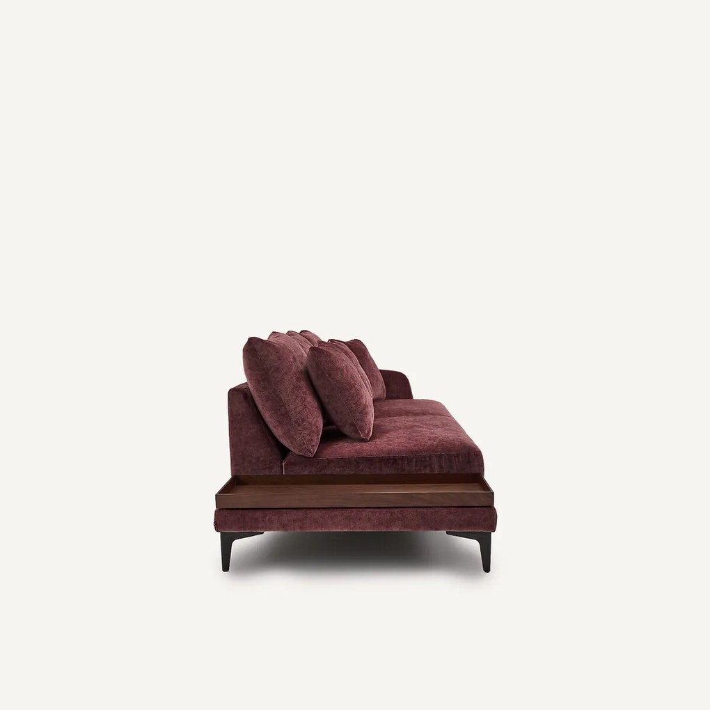 Halve bank met tafelblad, van gemengd fluweel, MODERNISTE