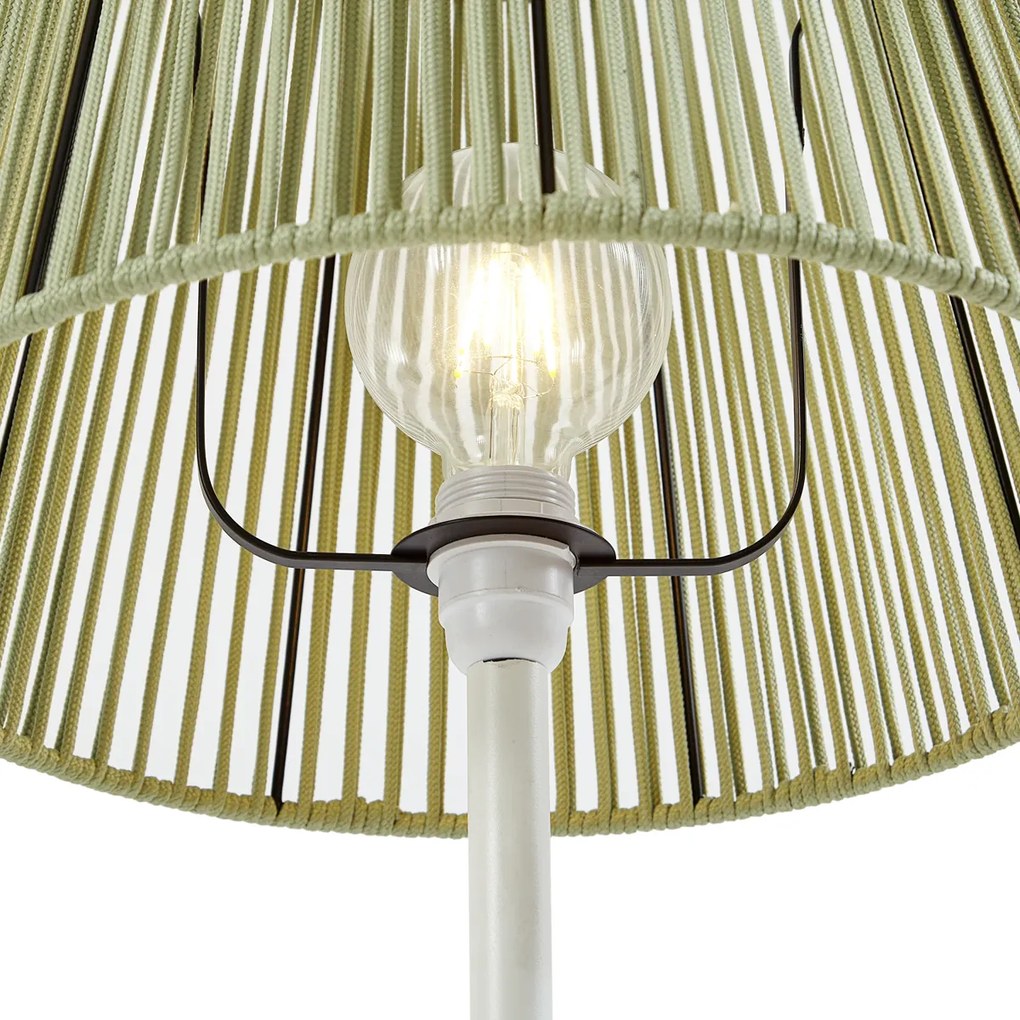 Buiten vloerlamp wit met kap groen touw IP44 / IP54 - VirginiaJapandi E27 IP44 Buitenverlichting rond