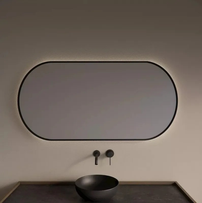 Gliss Design Aura spiegel met LED-verlichting 120x70cm mat zwart