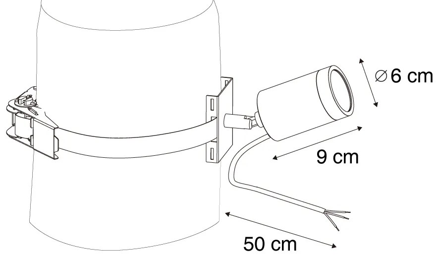 Buitenspot zwart voor aan boom GU10 50mm draai- en kantelbaar IP65 - Solo