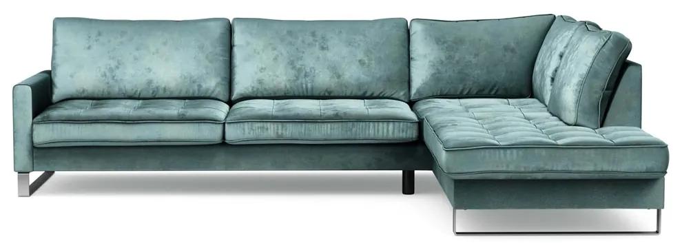 Rivièra Maison - West Houston Corner Sofa Chaise Longue Right, velvet, mineral blue - Kleur: blauw