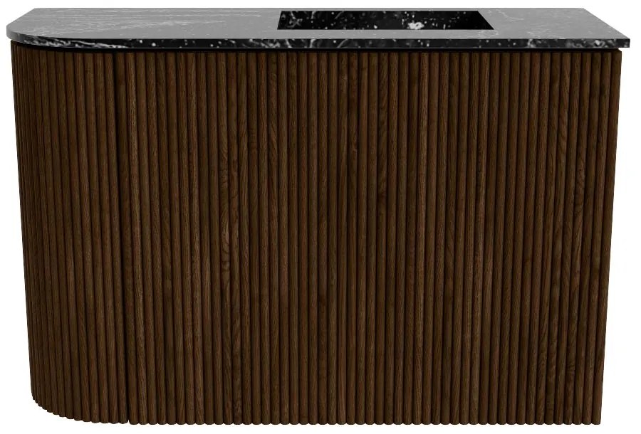 Mondiaz Joya DLux 60cm toiletmeubel ronding links walnut met wastafel faye rechts 1 kraangat lava