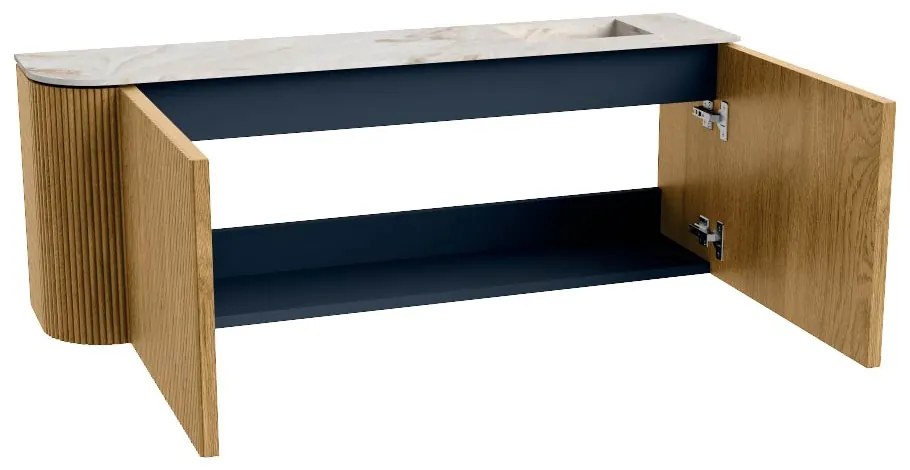 Mondiaz Joya DLux 110cm toiletmeubel ronding links oak met wastafel faye rechts 1 kraangat frappe