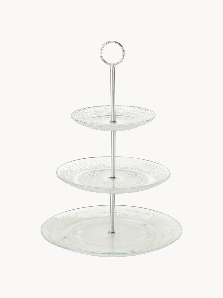 Glazen etagère met reliëf