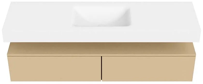 Zaro Alan badmeubel 160cm sand 2 lades met vrijhangende wastafel cloud midden zonder kraangat talc
