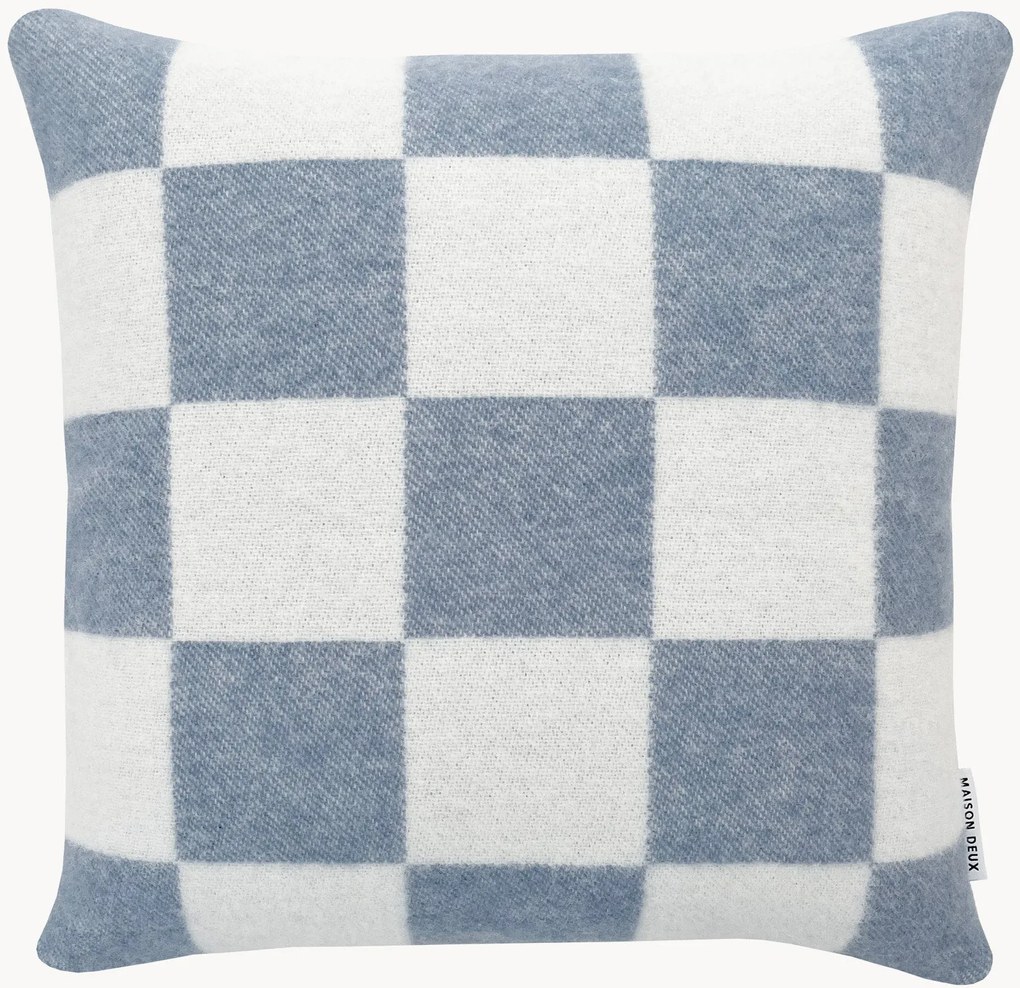 Wollen kussenhoes Level Up met ruitjespatroon