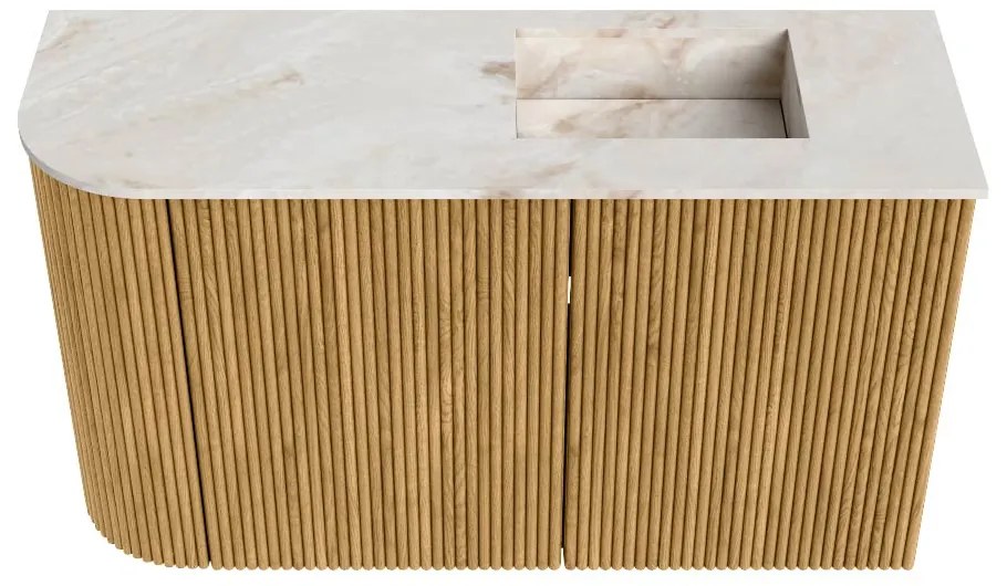 Mondiaz Joya DLux 70cm toiletmeubel ronding links oak met wastafel faye rechts zonder kraangat frappe