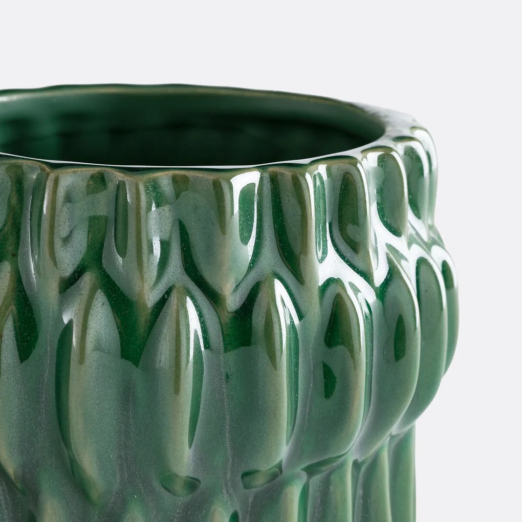 Bloempot van reliëfkeramiek, diameter 13,5 cm, KYRIA