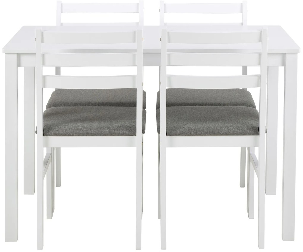 TORINO eetset + 4 stoelen Wit/Lichtgrijs (Sawana 21 stof) - HOUTEN SET VOOR KEUKEN/EETKAMER