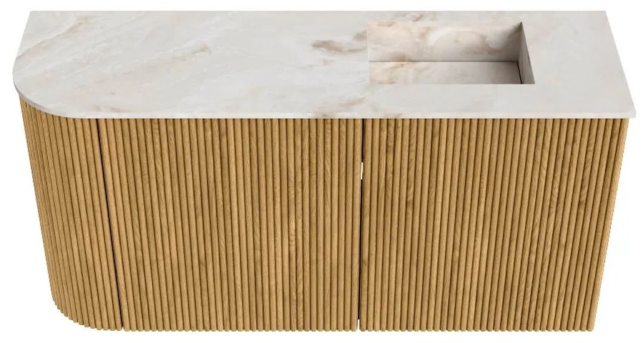 Mondiaz Joya DLux 80cm toiletmeubel ronding links oak met wastafel faye rechts 1 kraangat frappe