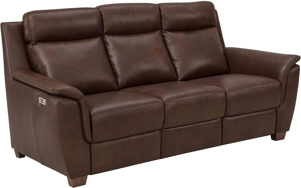 Goossens Excellent Bank Vlore bruin, leer, 3-zits, stijlvol landelijk