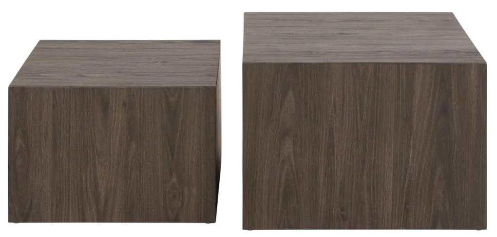 Blok Salontafel Set Donkerbruin Hout - 58 X 58cm.