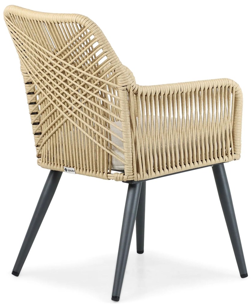 Tuinstoel Aluminium/wicker Taupe-naturel-bruin Coco Vedra naturel