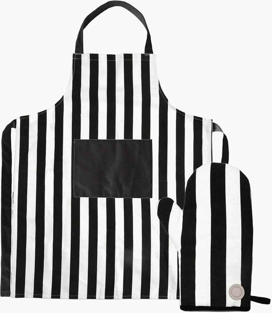 Katoenen keukenschort Aron met ovenwant