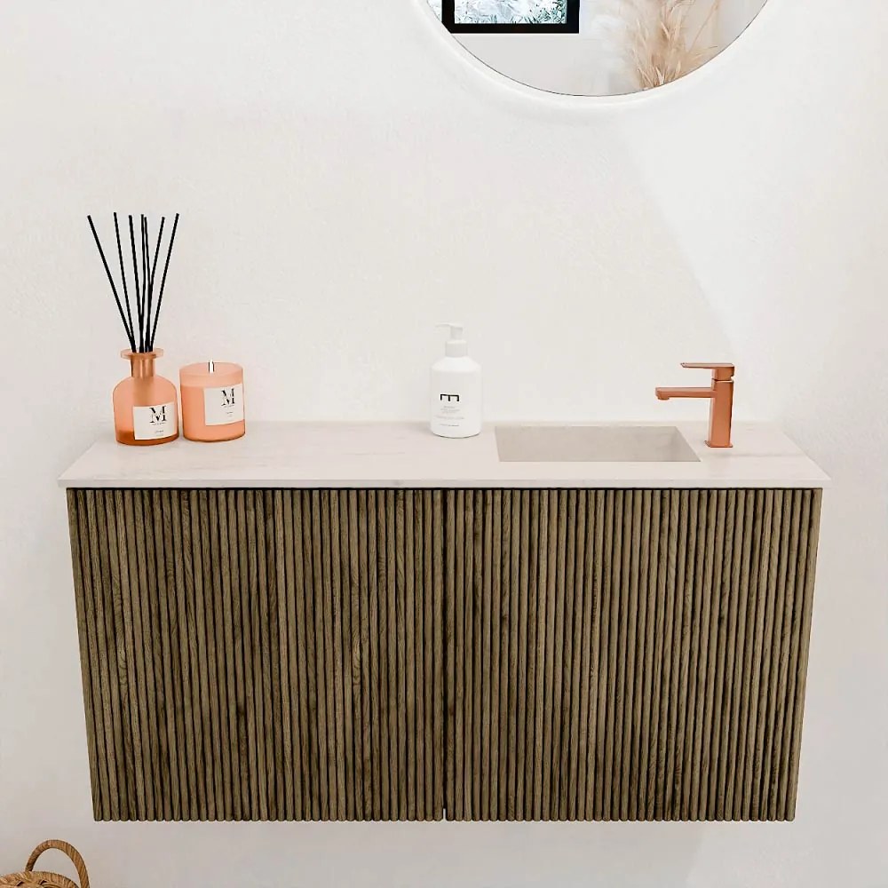 Mondiaz Joya DLux 80cm toiletmeubel dusk met wastafel faye rechts 1 kraangat meli