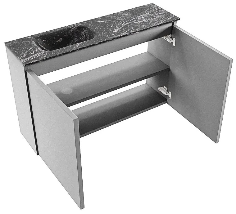 Mondiaz Ture DLux toiletmeubel 80cm plata met wastafel lava links met kraangat