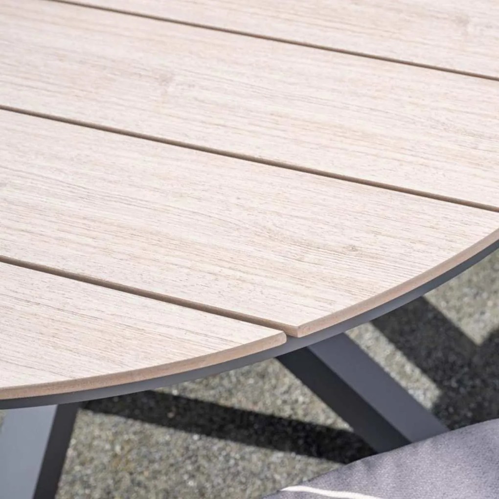 Garden Impressions Aleria tuinset 5-delig taupe - Tulli tuintafel Ø122x75 cm - light teak vironwood