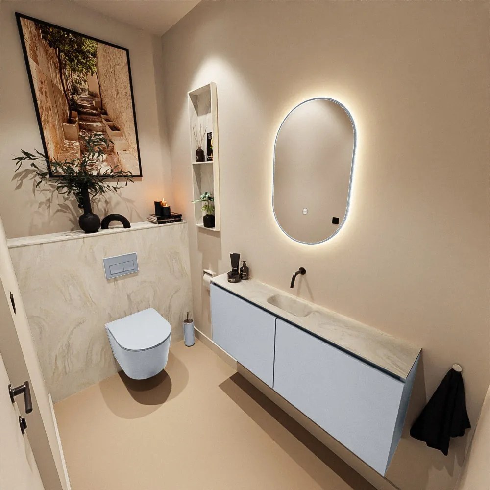 Mondiaz Ture DLux toiletmeubel 120cm clay met wastafel ostra midden zonder kraangat