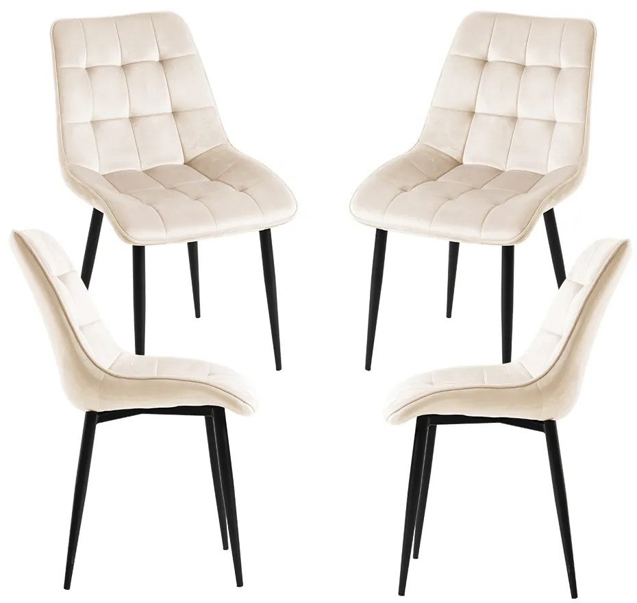 Set van 4 fluwelen Cade Stoelen