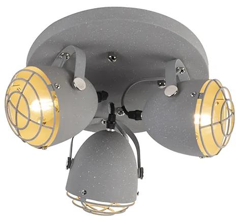 Industriele verstelbare Spot / Opbouwspot / Plafondspot grijs betonlook 3-lichts - Rebus Industriele / Industrie / Industrial E14 cilinder / rond rond Binnenverlichting Lamp