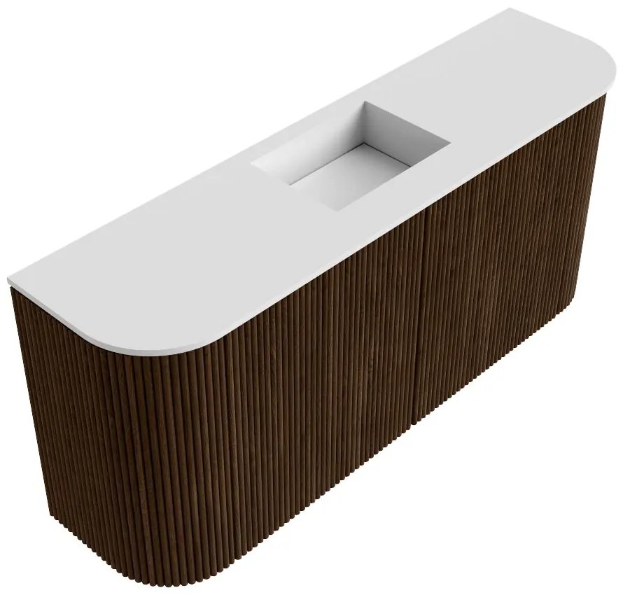 Mondiaz Joya 95cm toiletmeubel ronding links/rechts walnut met wastafel faye midden zonder kraangat talc
