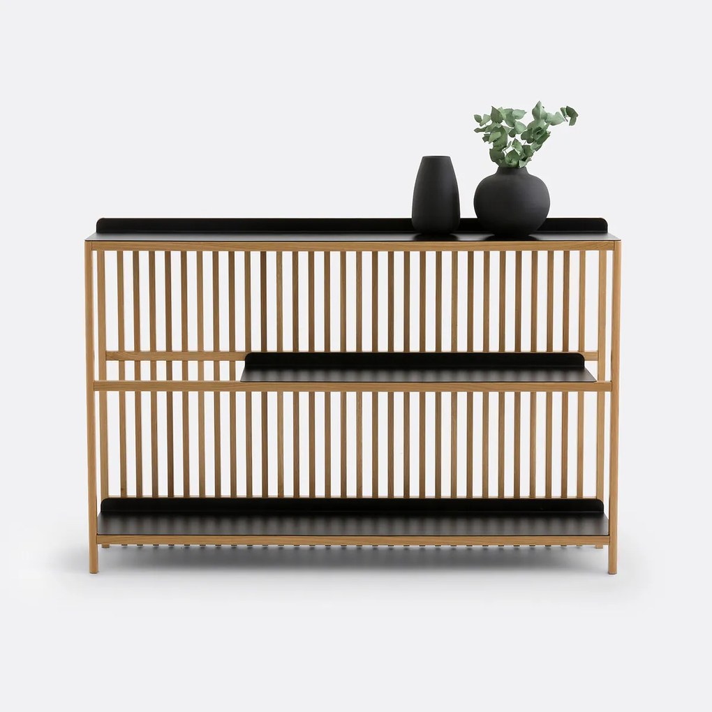 Wandtafel met latten in massief eik en metaal, Jac